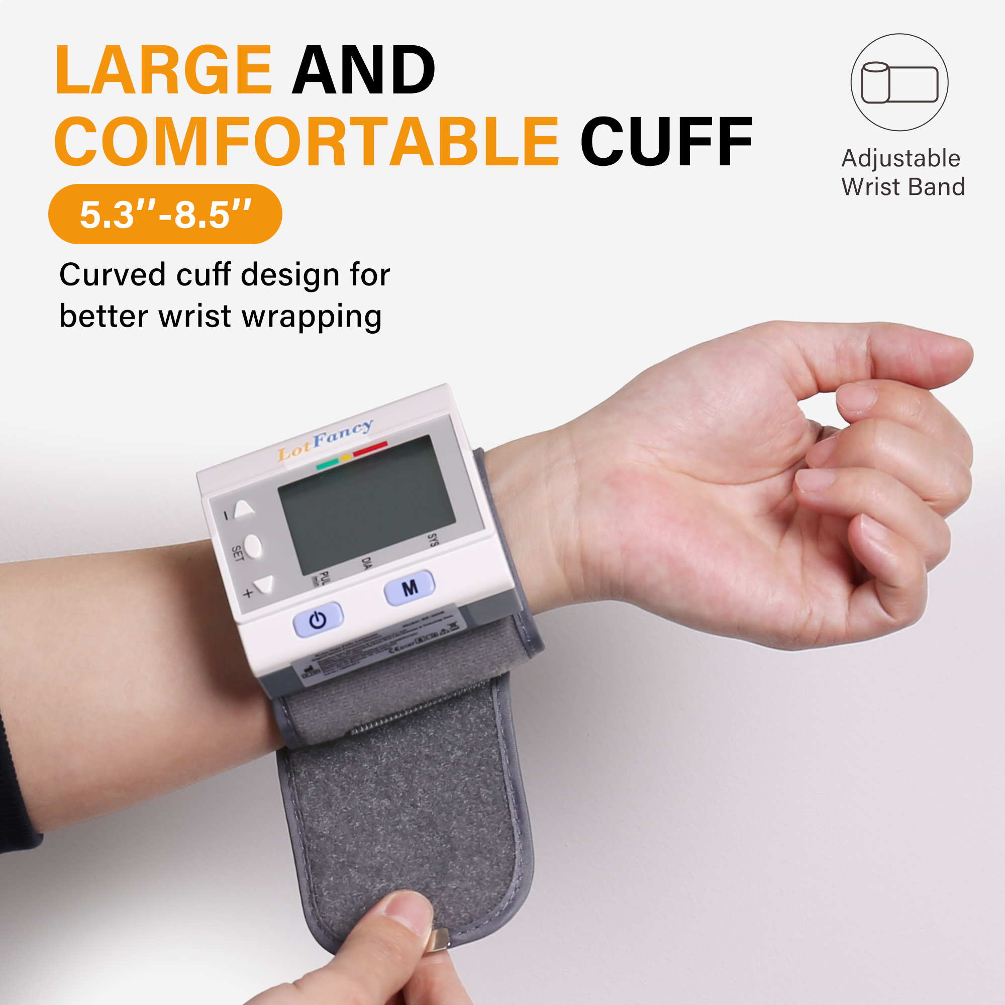 wrist   for home use bp cuff automatic   pressure machine bp monitor 5 3 8 5 4   120 memory with large screen Product details 4
