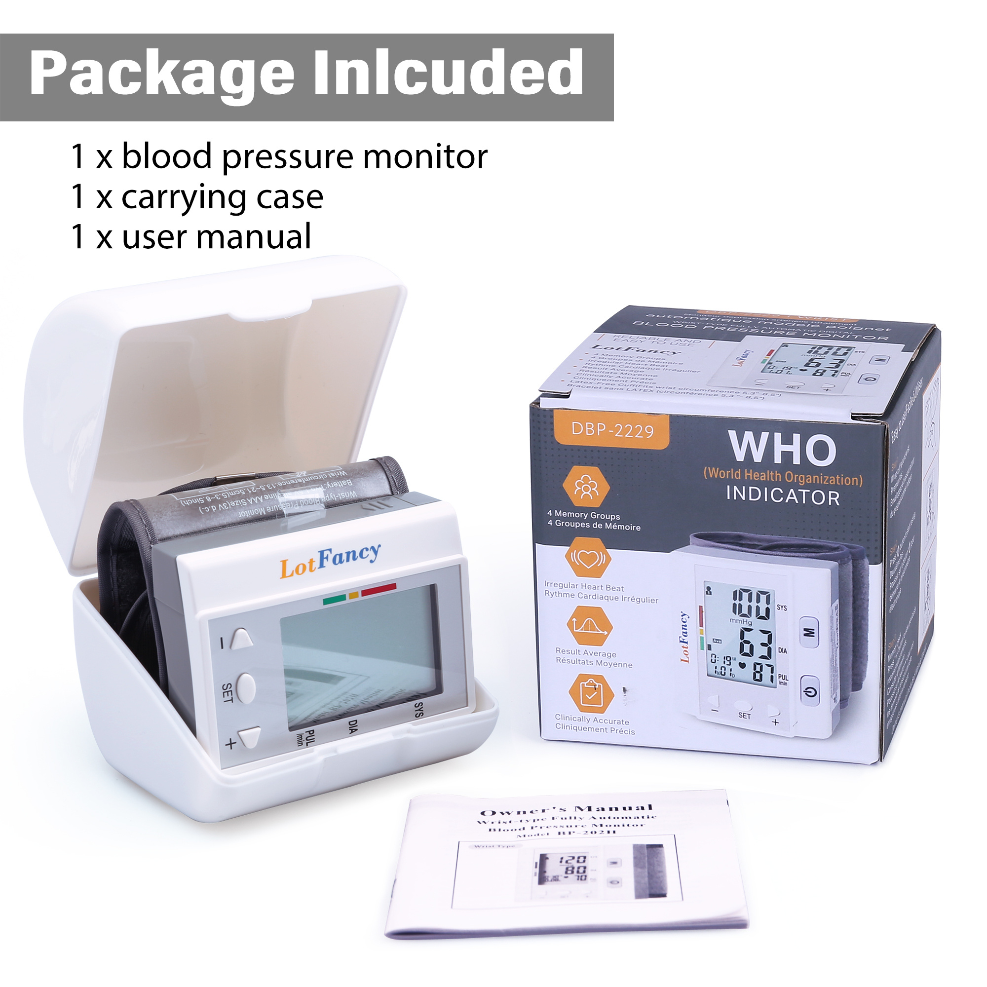 wrist   for home use bp cuff automatic   pressure machine bp monitor 5 3 8 5 4   120 memory with large screen Product details 6