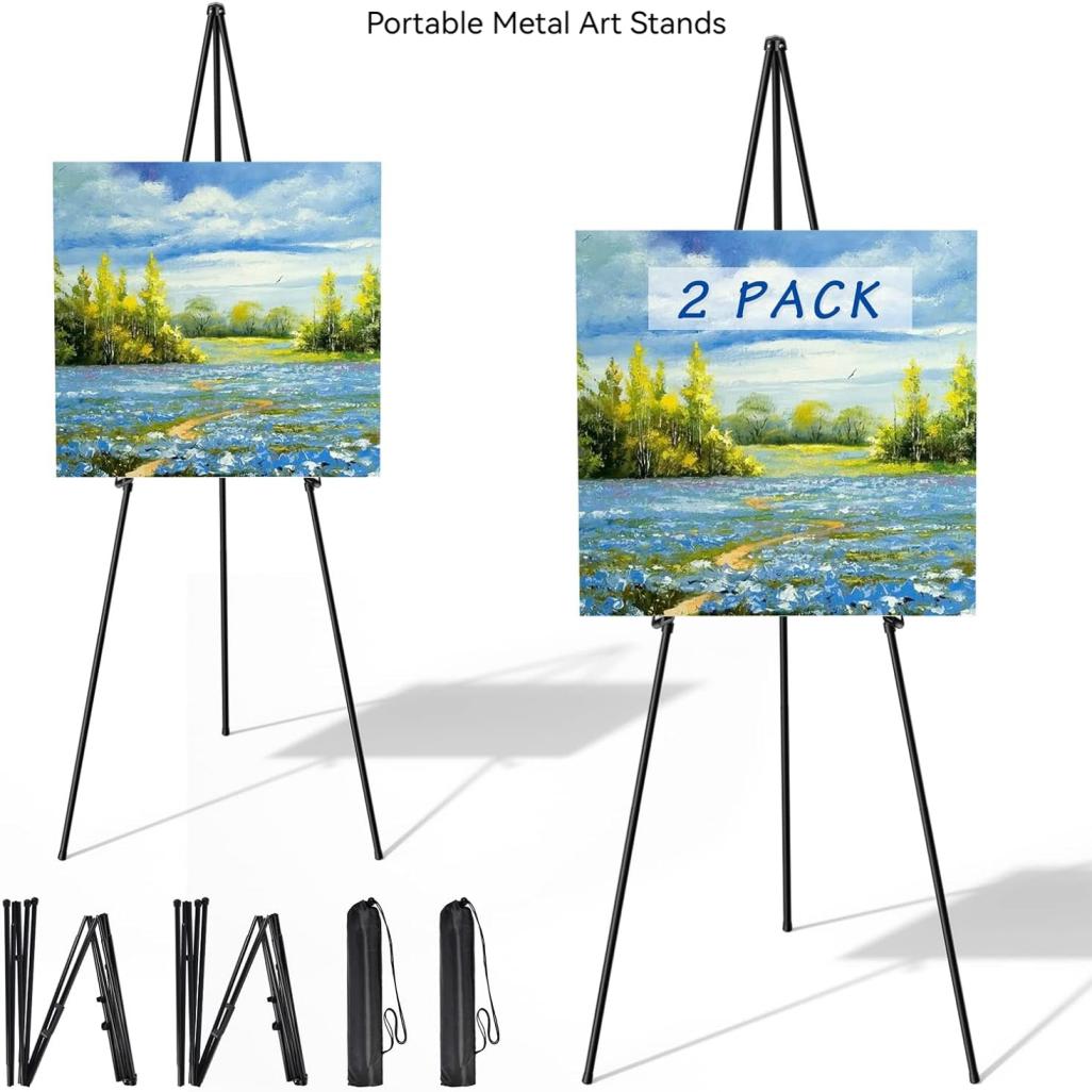 

2-, 63 -duty Stands - And Display Easels - Portable Metal Art Stands For Weddings, Paintings, And Shows, Folding , Supports Up To 10 Lbs. For Posters And Displays