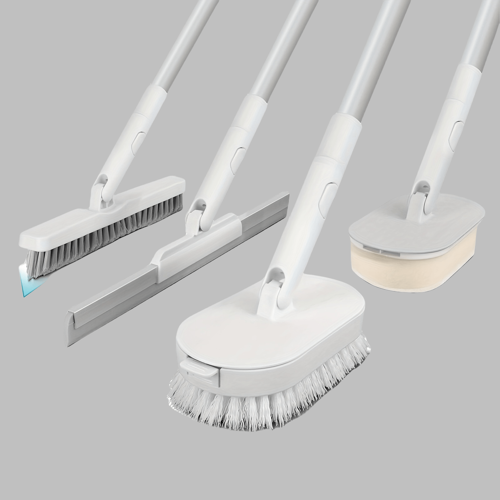 

A Complete Set Of 4 Cleaning Tools For Any Room - Bedroom, Bathroom, Living Room - With 2 Powerful Cleaning Brushes, A Wiper And A Polishing Brush To Keep Your Home As Clean As Ever