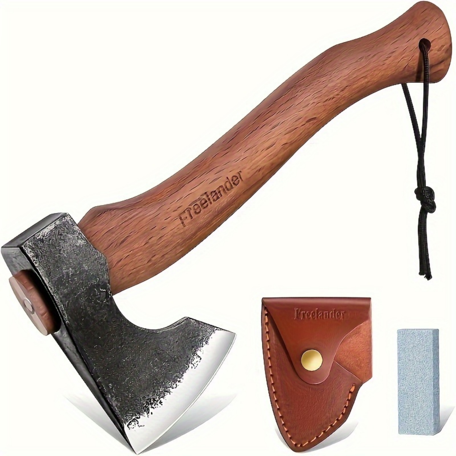 

13.5'' Axes, Hiking And Camping Axes With Walnut Handle, Hand Forged Carbon Steel Bushcraft Axes With Sheath For Outdoor Camping Wood