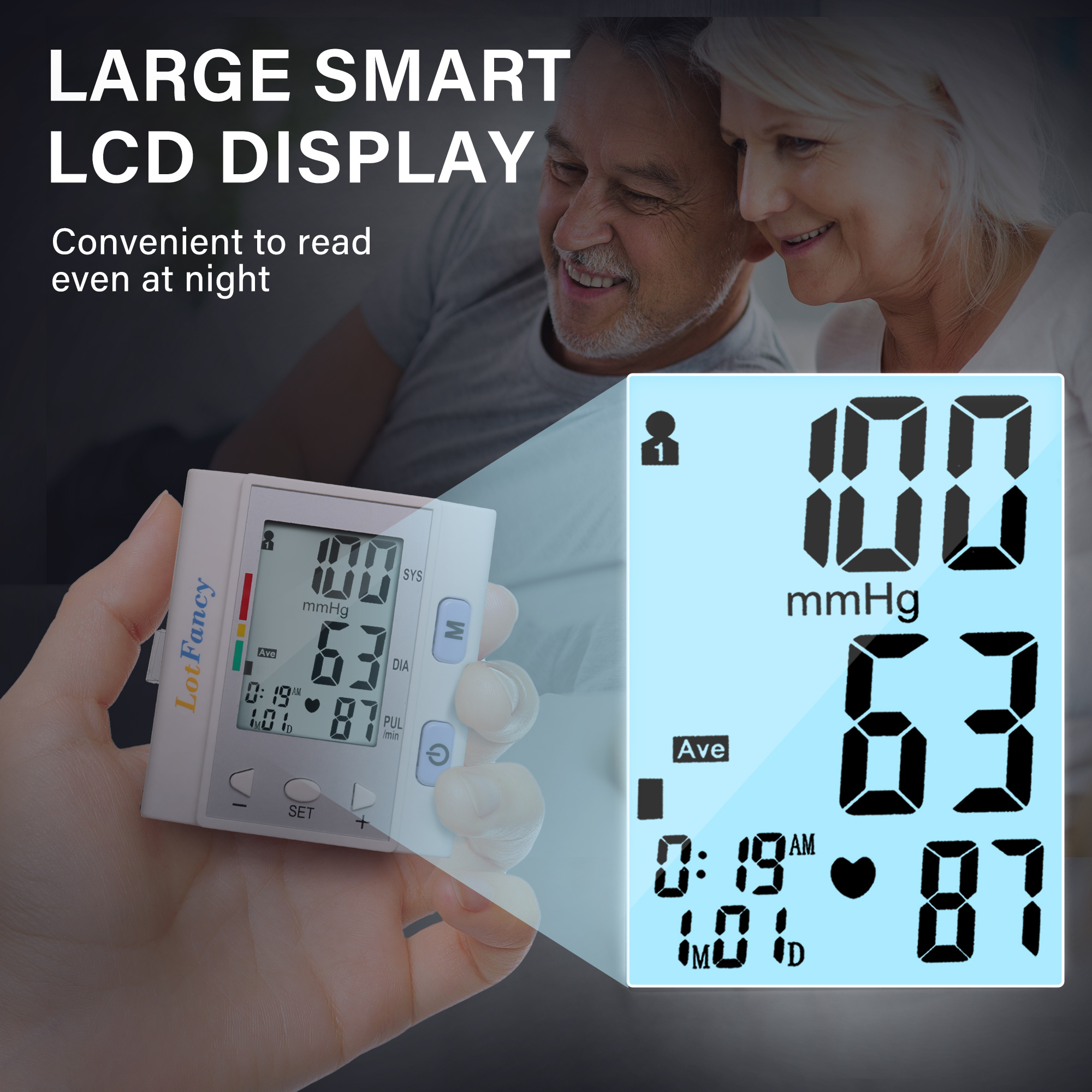 wrist   for home use bp cuff automatic   pressure machine bp monitor 5 3 8 5 4   120 memory with large screen Product details 2