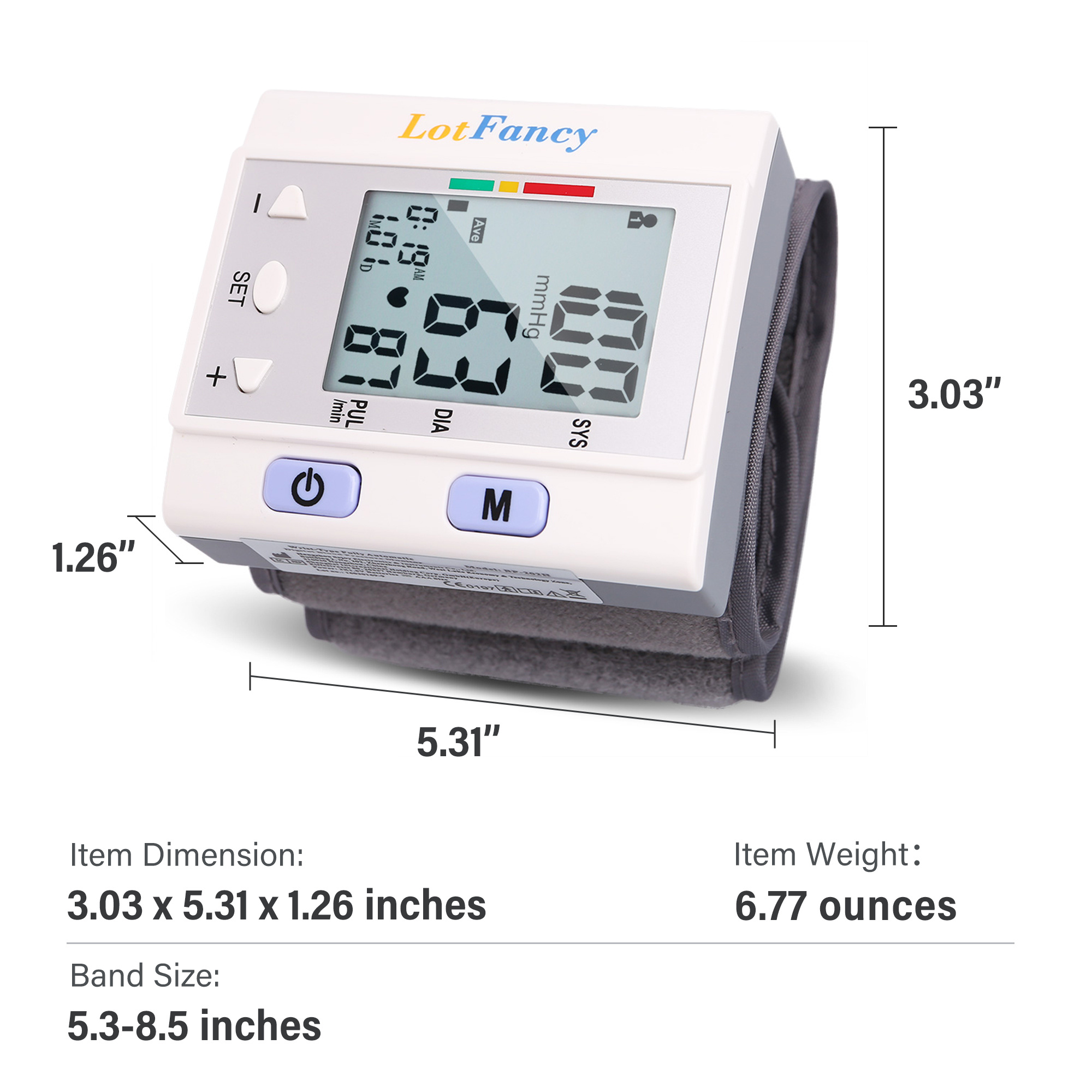 wrist   for home use bp cuff automatic   pressure machine bp monitor 5 3 8 5 4   120 memory with large screen Product details 1
