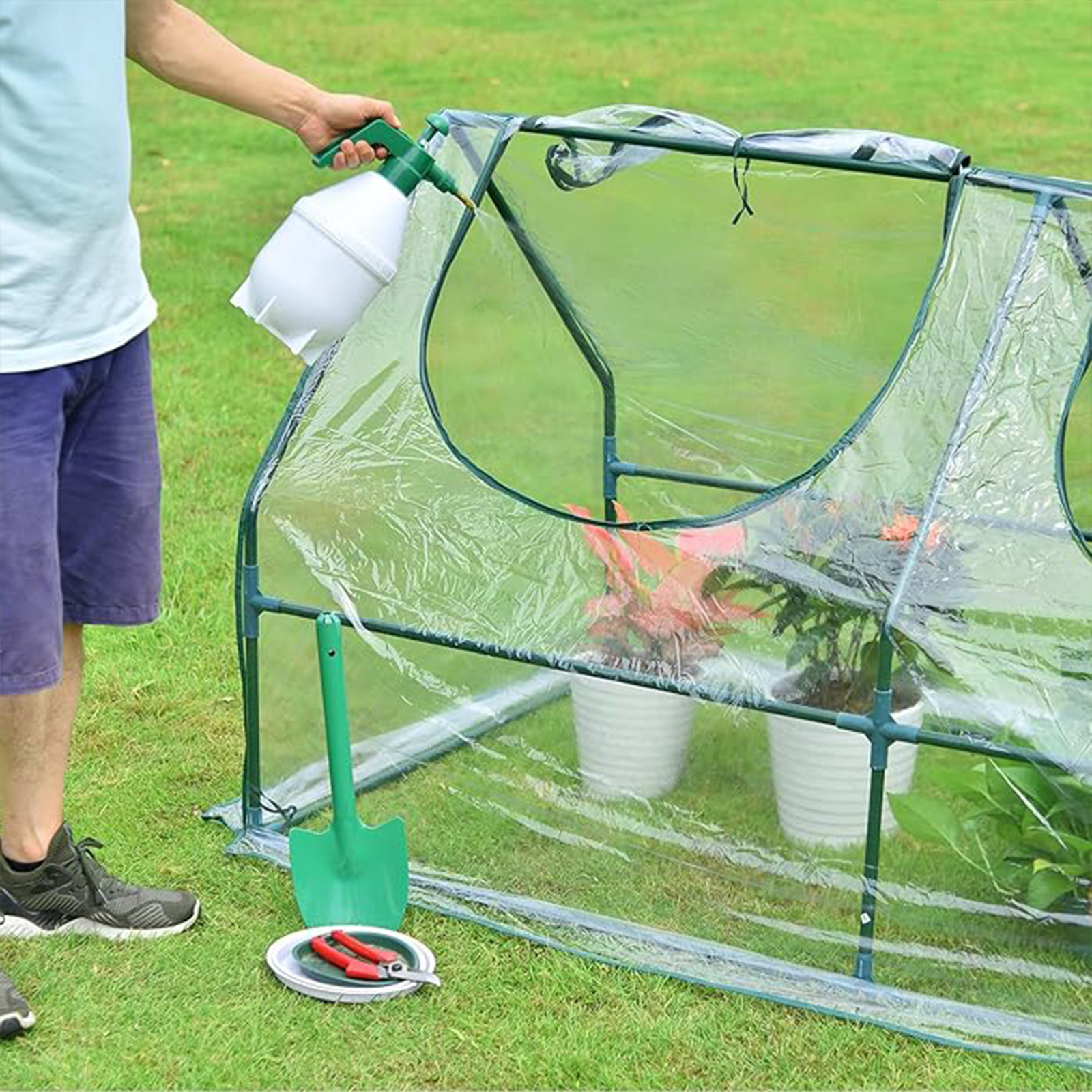 

6 Ft. X 3 Ft. X 3 Ft. Mini Greenhouse With 2 Zipper Doors, Water Resistant Uv Protected For Flowers, Vegetables And - Transparent