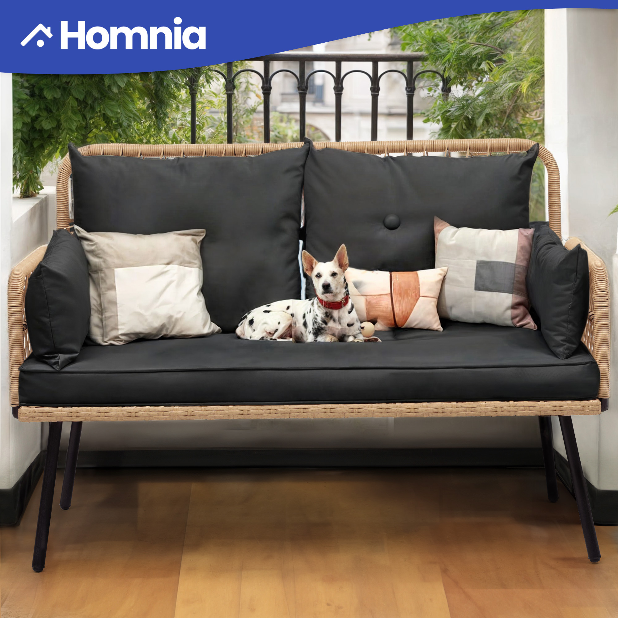 patio furniture wicker outdoor loveseat, rattan conversation chair ...