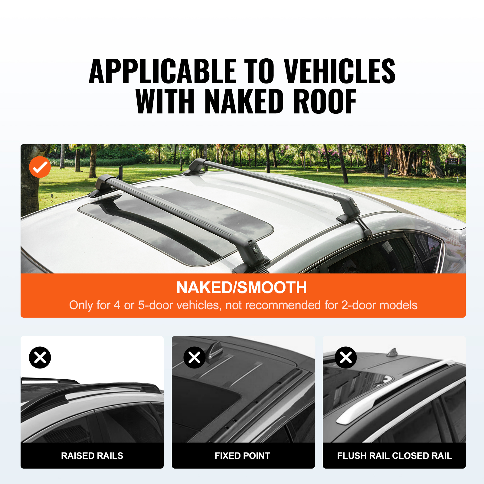 

Vevor Universal Roof Rack Cross Bars, 41.3" Aluminum Roof Rack Crossbars, Fit Roof Without Side Rail, 155 Lbs Load Capacity, Adjustable Bare Roof Crossbars With Locks, For Suvs, Sedans, And