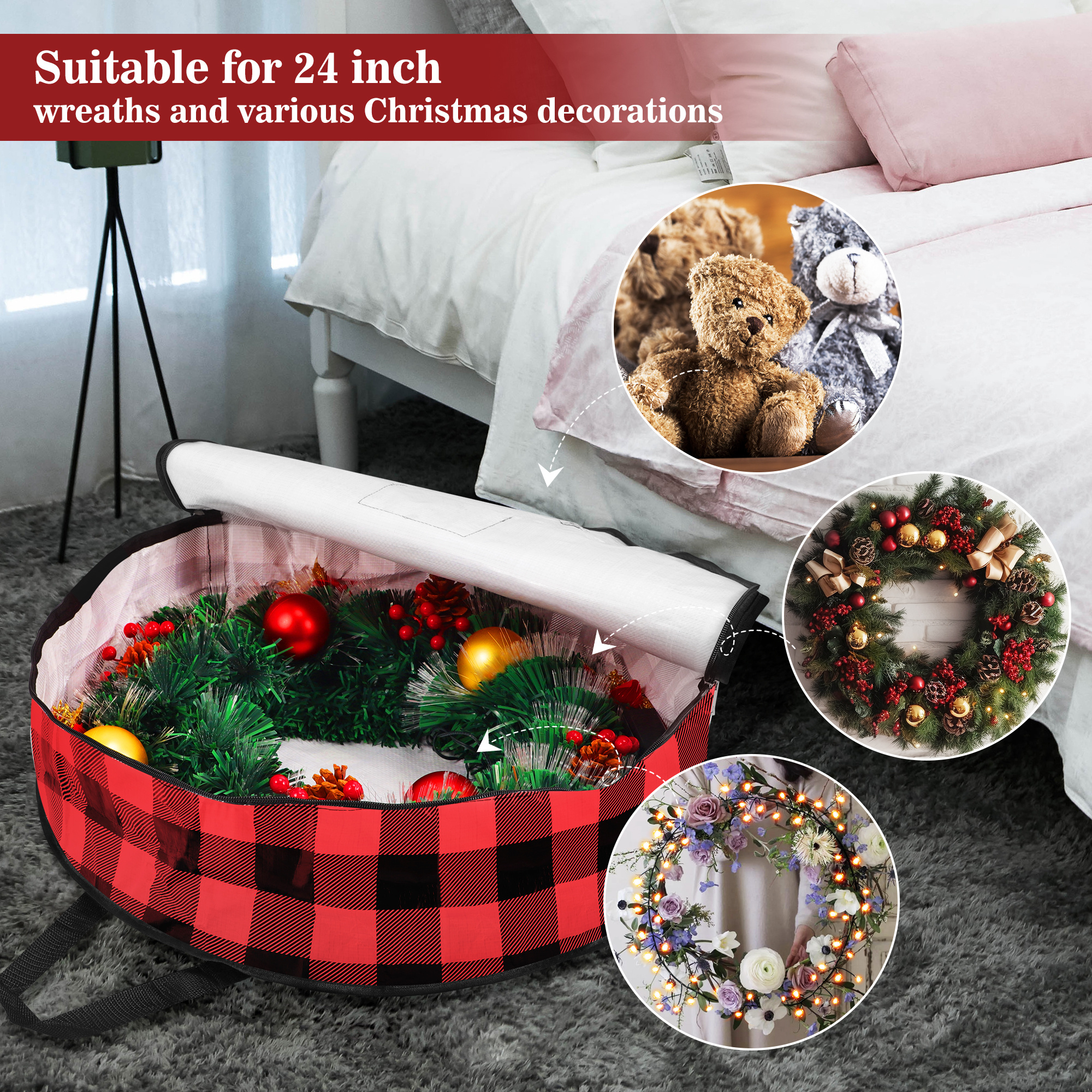 Wreath Holder 24 In Wreath Storage Christmas Wreath Storage Bag - Main Image