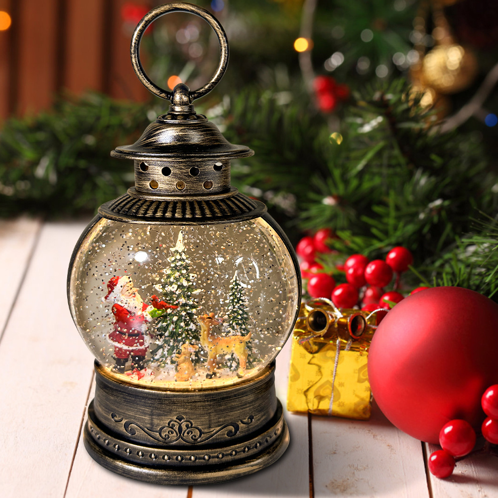 Lighted christmas lanterns top