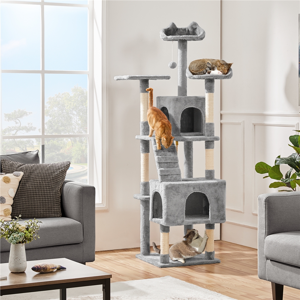 

72 Height Cat Tree 2 Cozy Condos Scratching Post Cat Tower For Indoor Cats Foam Perch Ball Ladder Multi Level Cat Tree