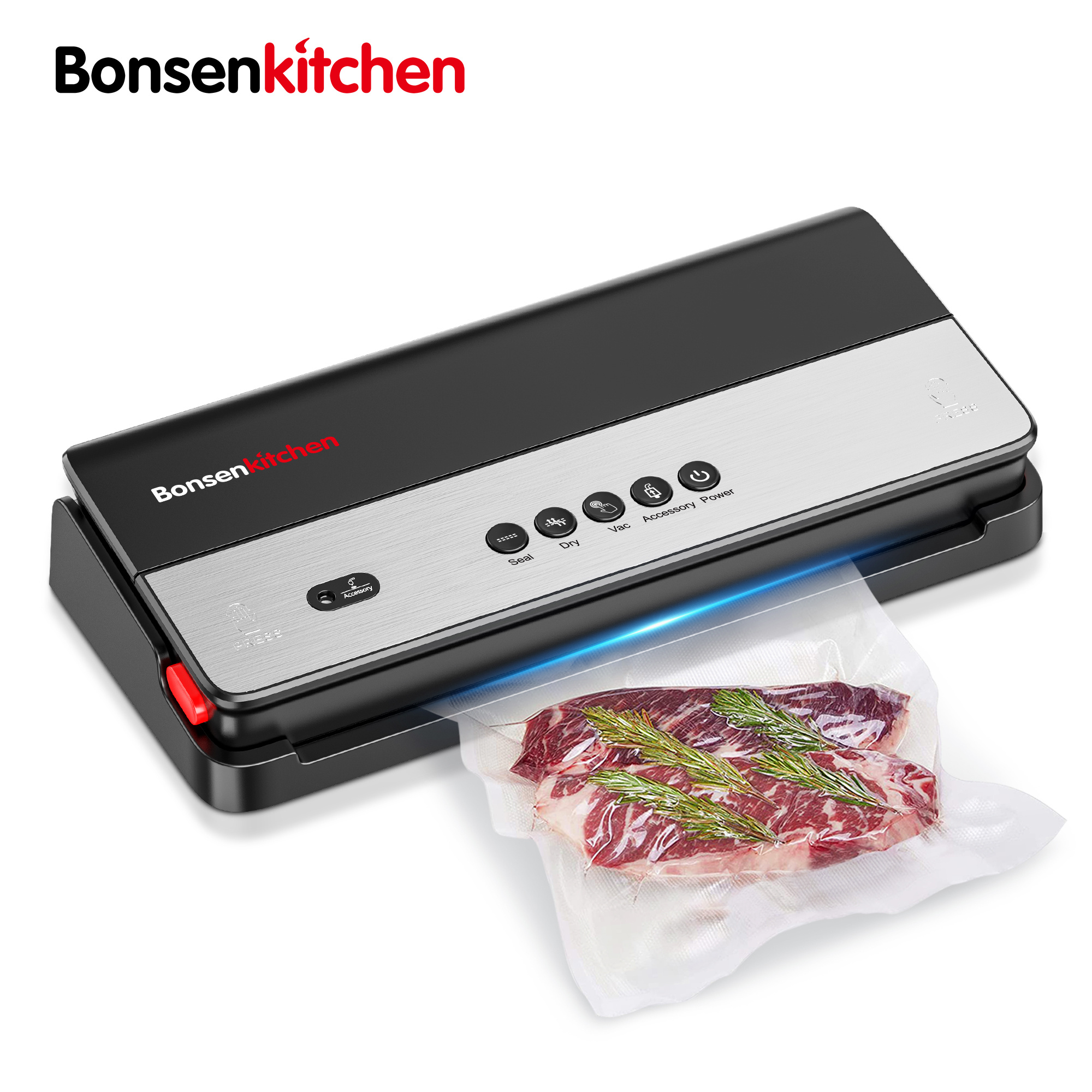 

Multi-functional Food Vacuum Sealer Machine With Built- Bag Storage And Cutter, Continuous Using Technology, Includes Vacuum Bags & Accessory Hose