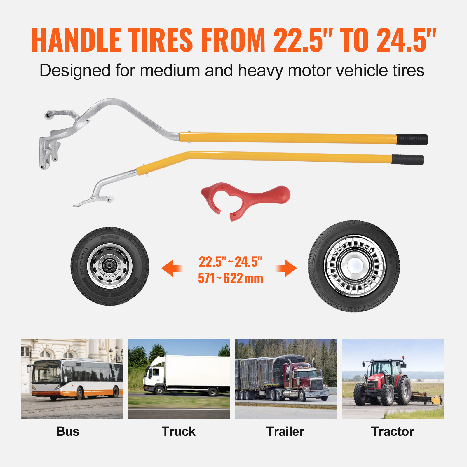 TEMU Vevor Tire Mount Demount Tool 225 To 245 Inches 3pcs Tire Changer Demount Tool To Aluminum And Steel Rims Tire Changing Tools For Car