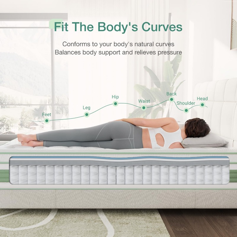 Novilla Mattress, Hybrid Mattress with Knitted Cover, Gel Memory Foam with High High Resilience Foam, Medium Firm Mattress