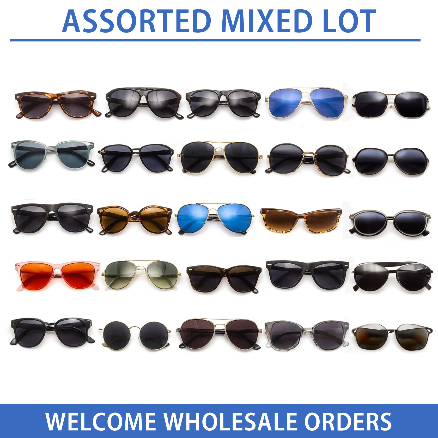 

25pc Randomly Selected Quality Uv400 Bulk Lot Sunglasses Eyeglasses Assorted Men Women Styles