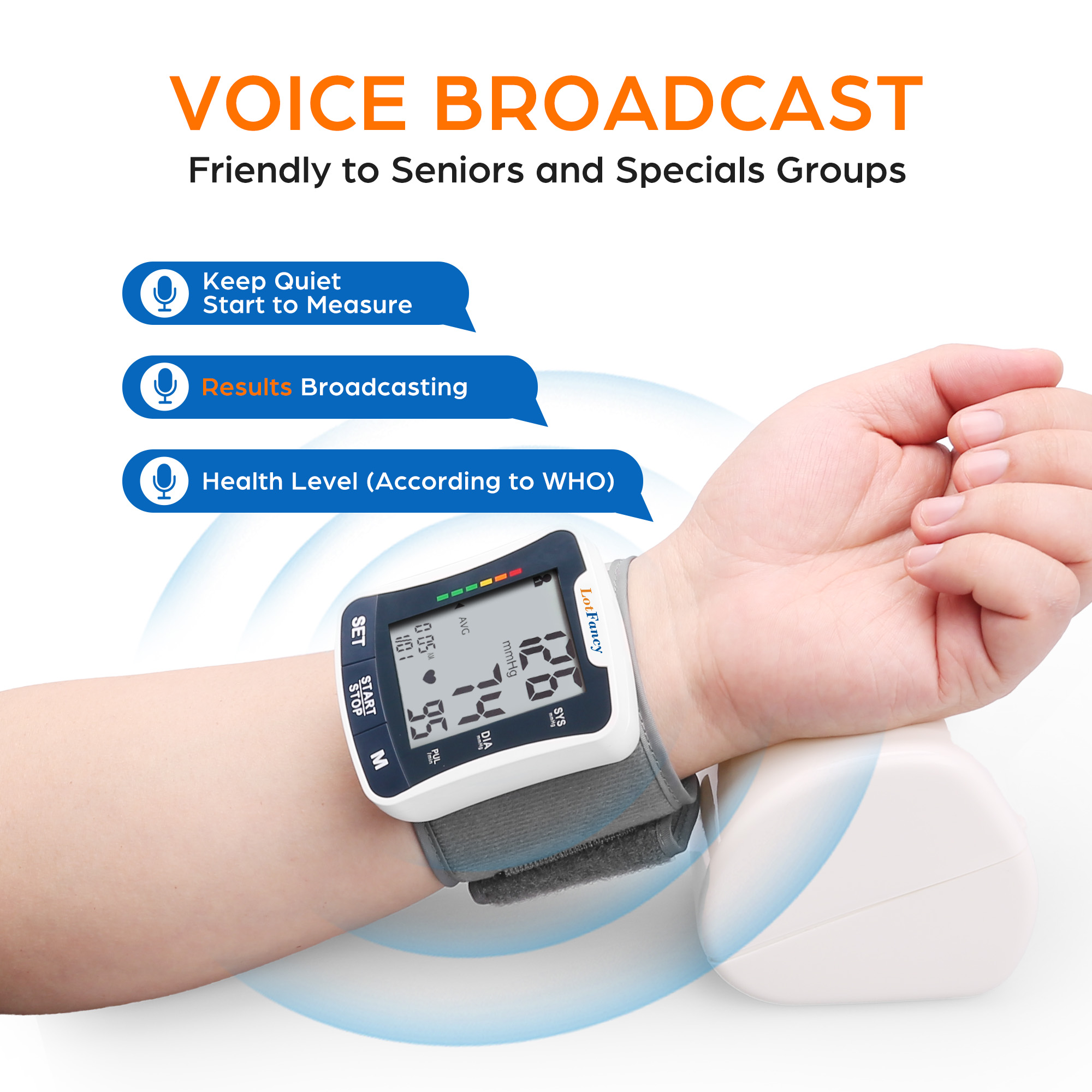 talking     for home use blood pressure machine with voice broadcast wrist blood pressure cuff 5 3 8 5 Product details 3