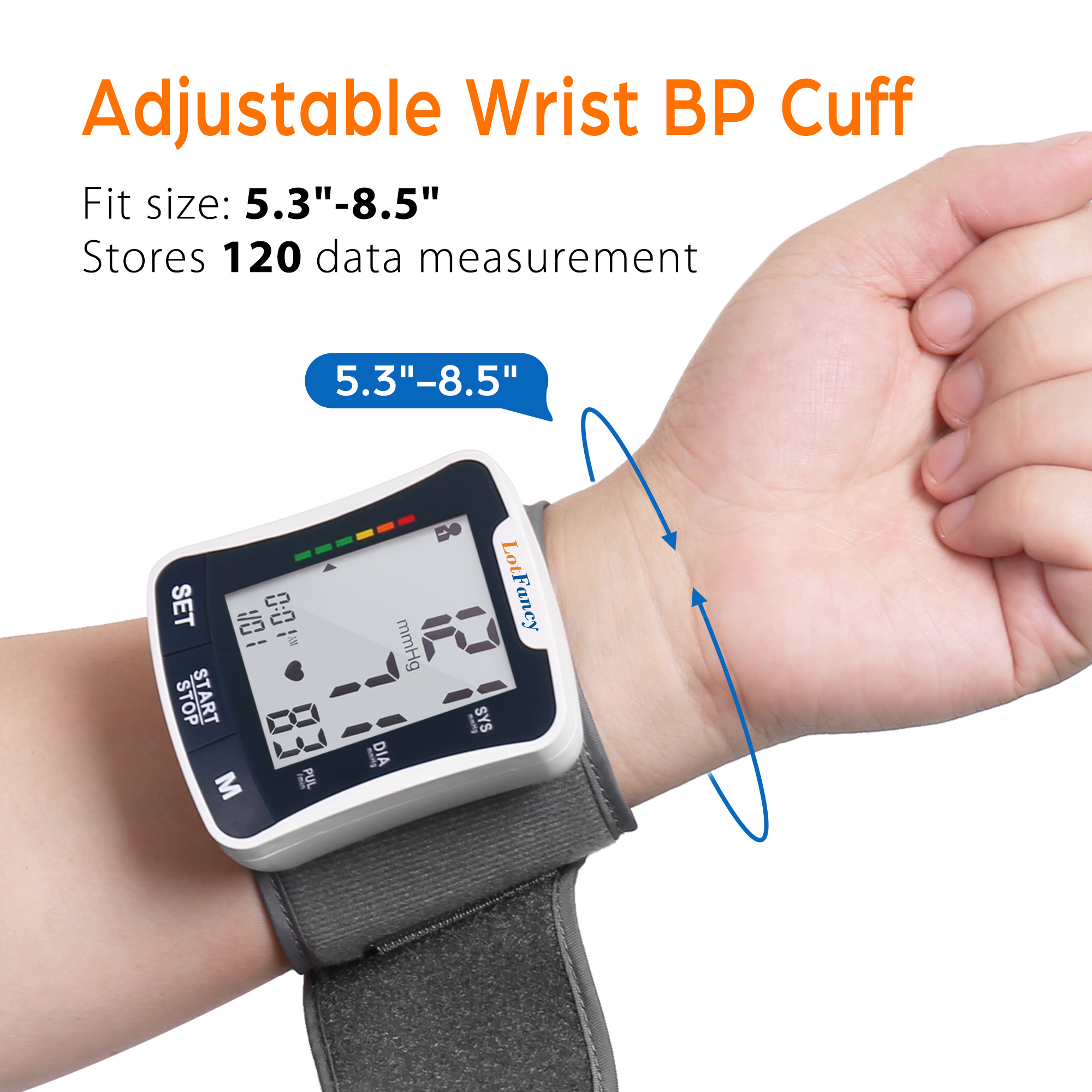 talking     for home use blood pressure machine with voice broadcast wrist blood pressure cuff 5 3 8 5 Product details 1