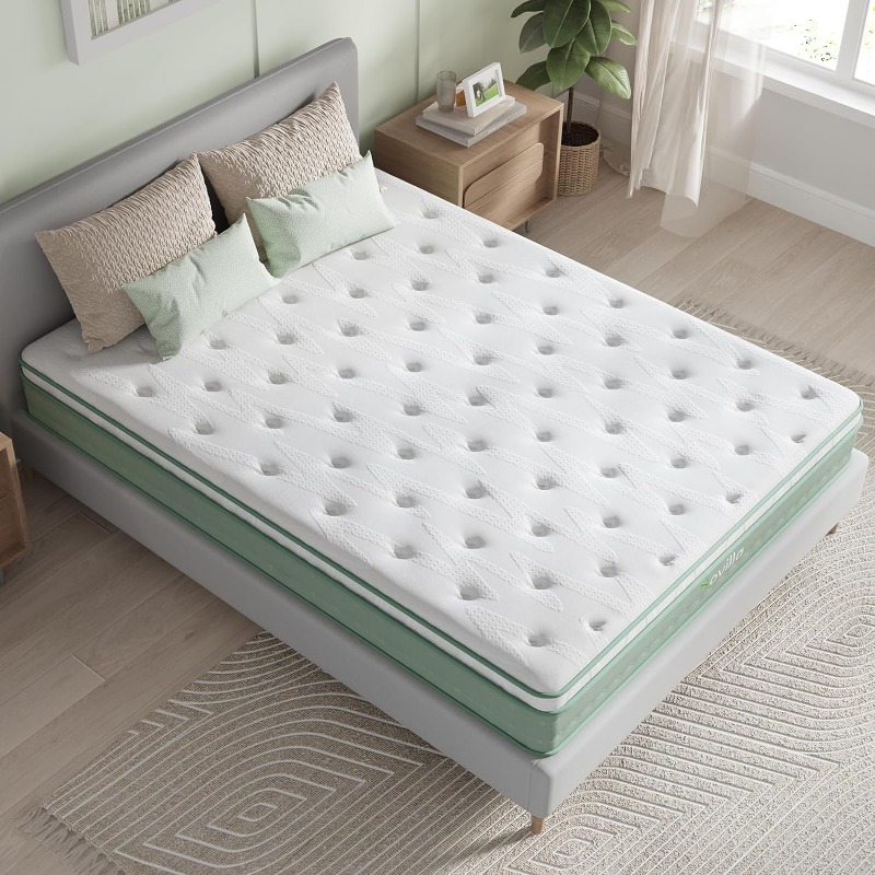 Novilla Mattress, Hybrid Mattress with Knitted Cover, Gel Memory Foam with High High Resilience Foam, Medium Firm Mattress - Image 4