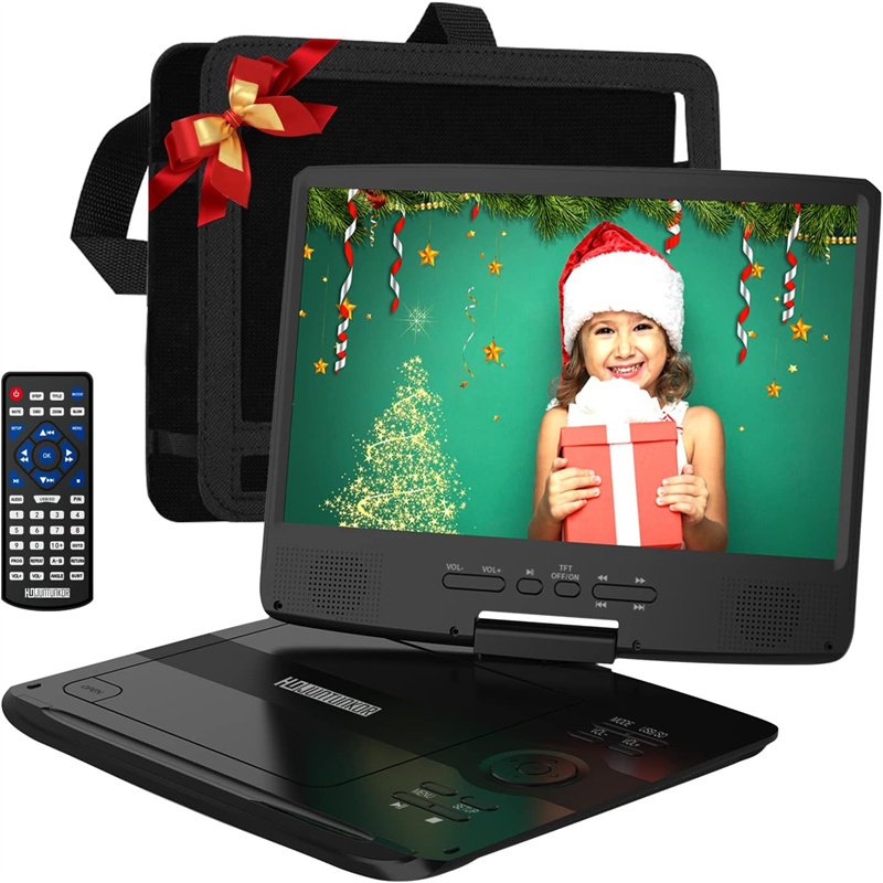 

12" Portable Dvd Player With Rechargeable Battery, 10.1" Hd Swivel Display Screen, Support Cd/dvd/sd Card/usb, Car Headrest Case, Car Charger, Valentines