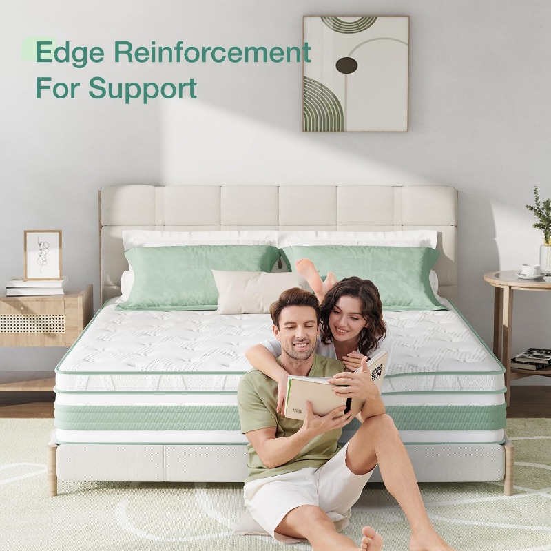 Novilla Mattress, Hybrid Mattress with Knitted Cover, Gel Memory Foam with High High Resilience Foam, Medium Firm Mattress