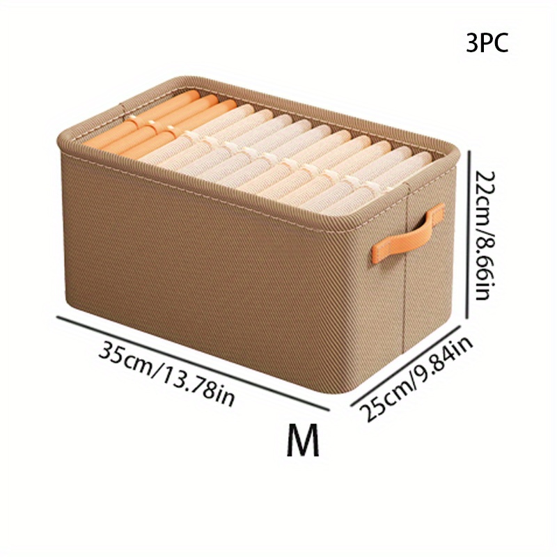 

3pcs Large Capacity Clothing Storage Box, Thickened Storage Basket, Clothing Pants Storage Box, Home Dormitory Wardrobe Storage And Organizing Box, Foldable