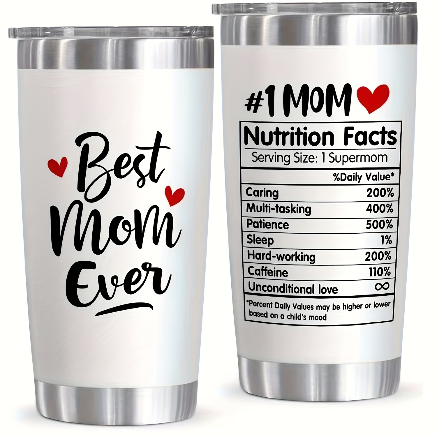 

Mothers Day Gifts For Mom From Husband, Mom Gifts From Daughter Son, 20oz Nutrition Facts Mom Tumbler, Unique Birthday Gifts For Mom Women, Best Mom Ever Gifts Ideas, Practical Coffee Tumbler With Lid