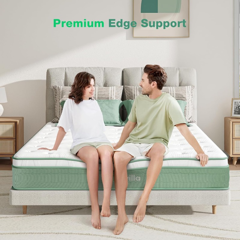 Novilla Mattress, Hybrid Mattress with Knitted Cover, Gel Memory Foam with High High Resilience Foam, Medium Firm Mattress - Image 2