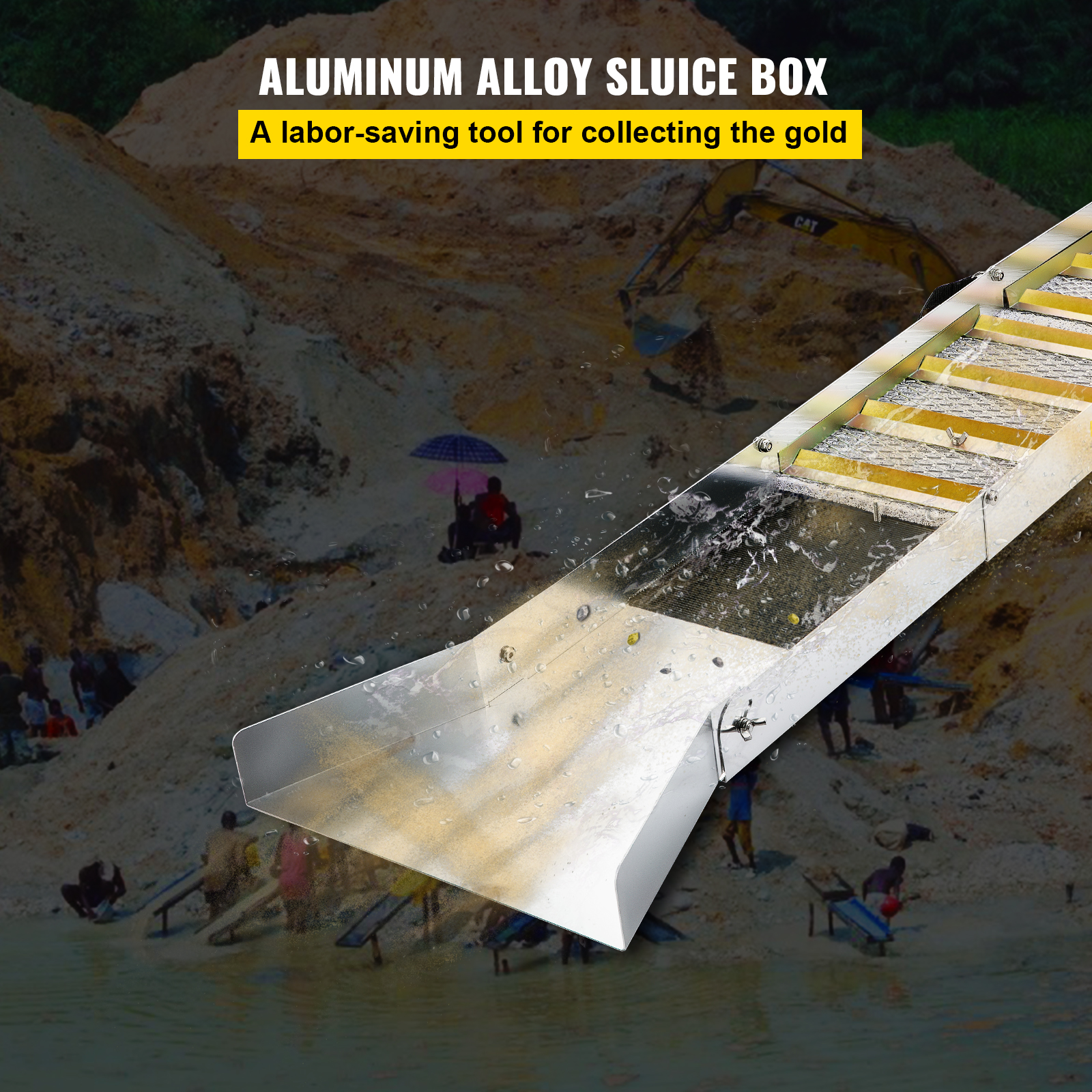 

Vevor Folding Aluminum Alloy Sluice Box, Compact 50" Sluice Boxes For Gold, Lightweight Gold Sluice Equipment, Portable Sluice Boxes With Miner's Moss, River, , Gold , Prospecting, Dredgin