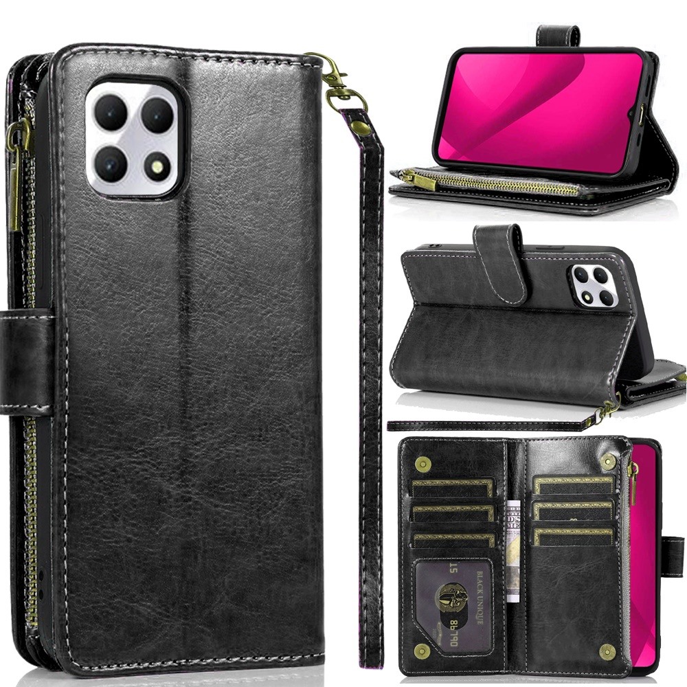 

For T-mobile 7 5g / 7 Pro 5g Phone Case, Luxury Wallet Card Id Zipper Money Holder Case Cover