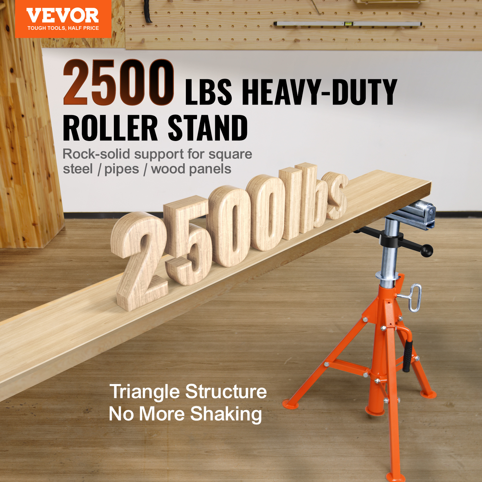 TEMU Roller Stand - Heavy-duty 2500 Lbs Load Capacity Tool Stand - 28"-52" Height Adjustable - Foldable Space-saving Design - For Woodworking And