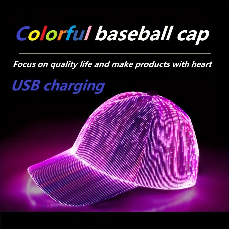 led hat fiber optic colors luminous glowing edc - Temu display picture 1