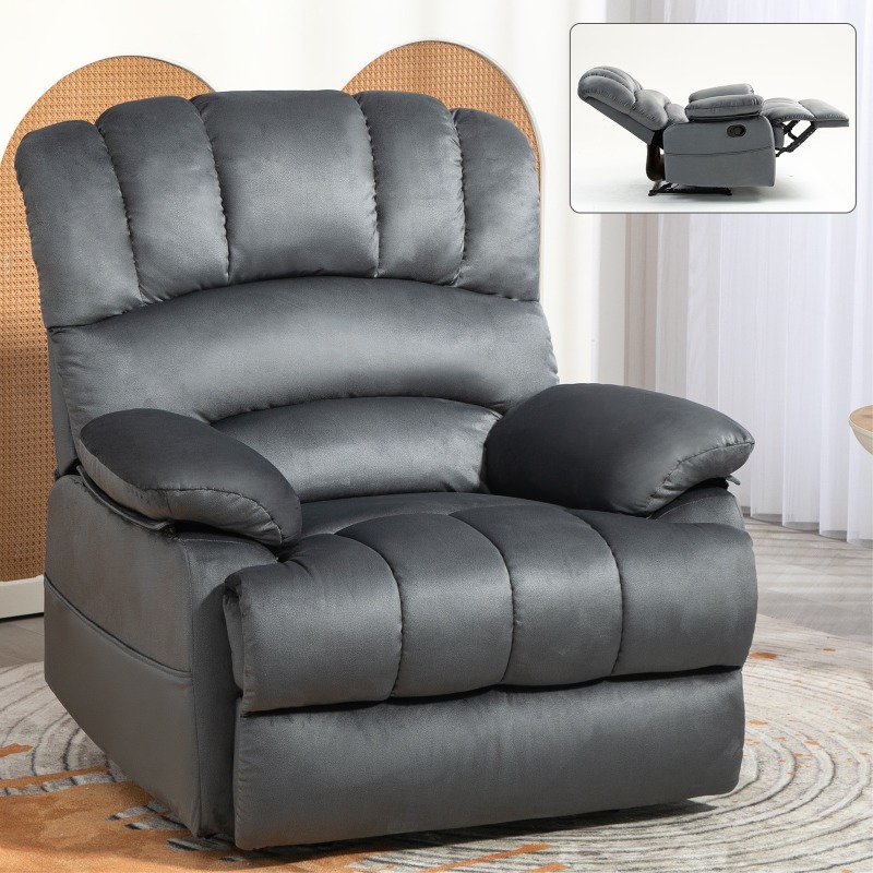 large manual recliner chair in fabric living room grey Temu