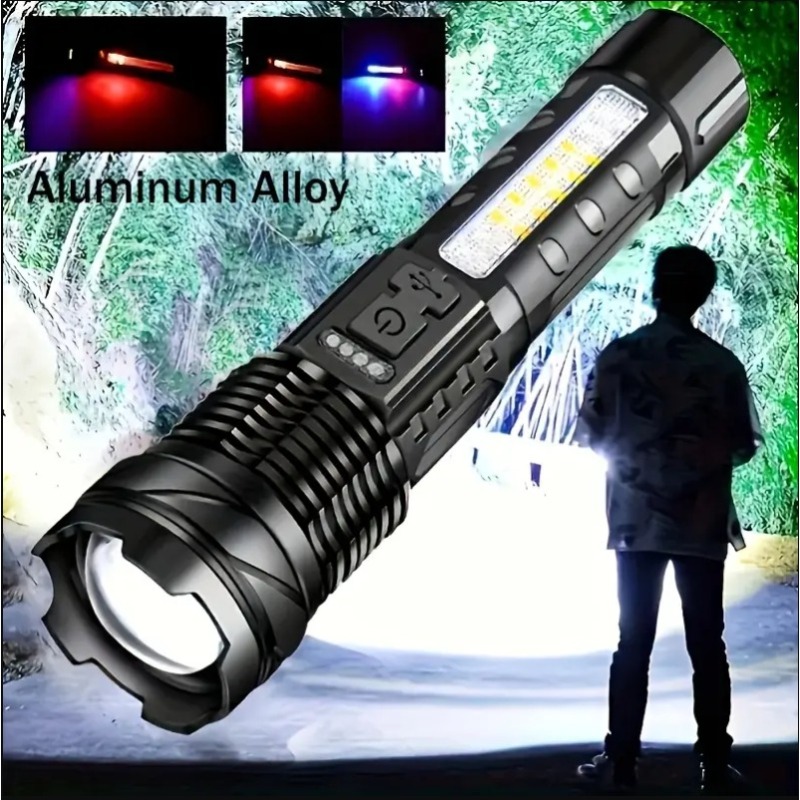 

Led Flashlight, High Power, Tactical Flashlight, Rechargeable, Portable, Suitable For Emergency, Outdoor, Home, Camping, Hiking.