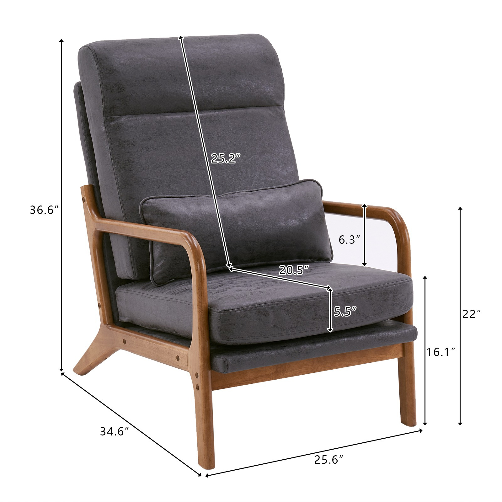 high back   century modern accent chair soild wood padding lounge armchairs side sitting chairs Product details 32