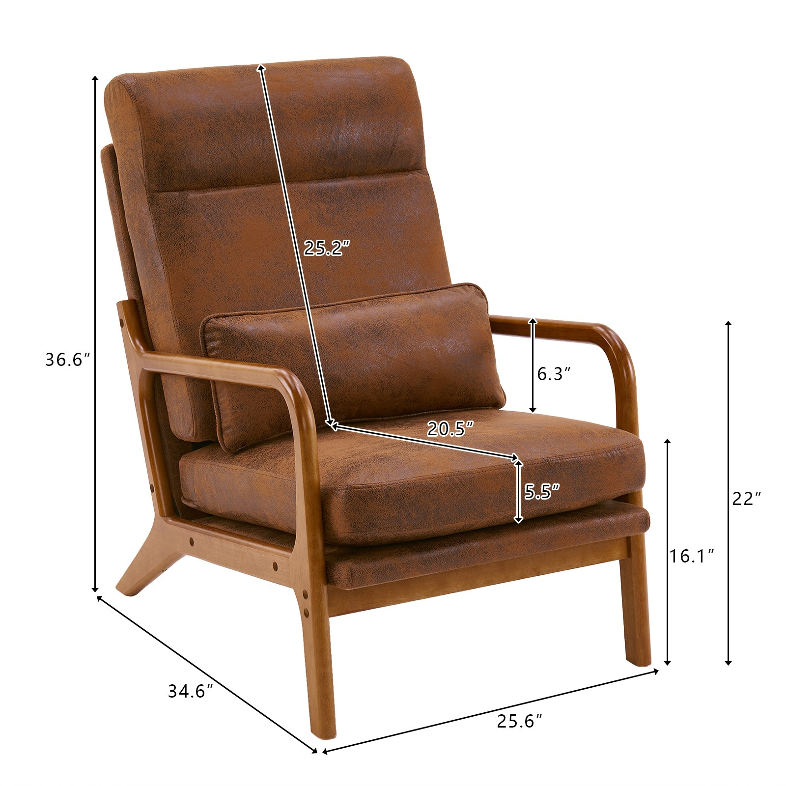high back   century modern accent chair soild wood padding lounge armchairs side sitting chairs Product details 37