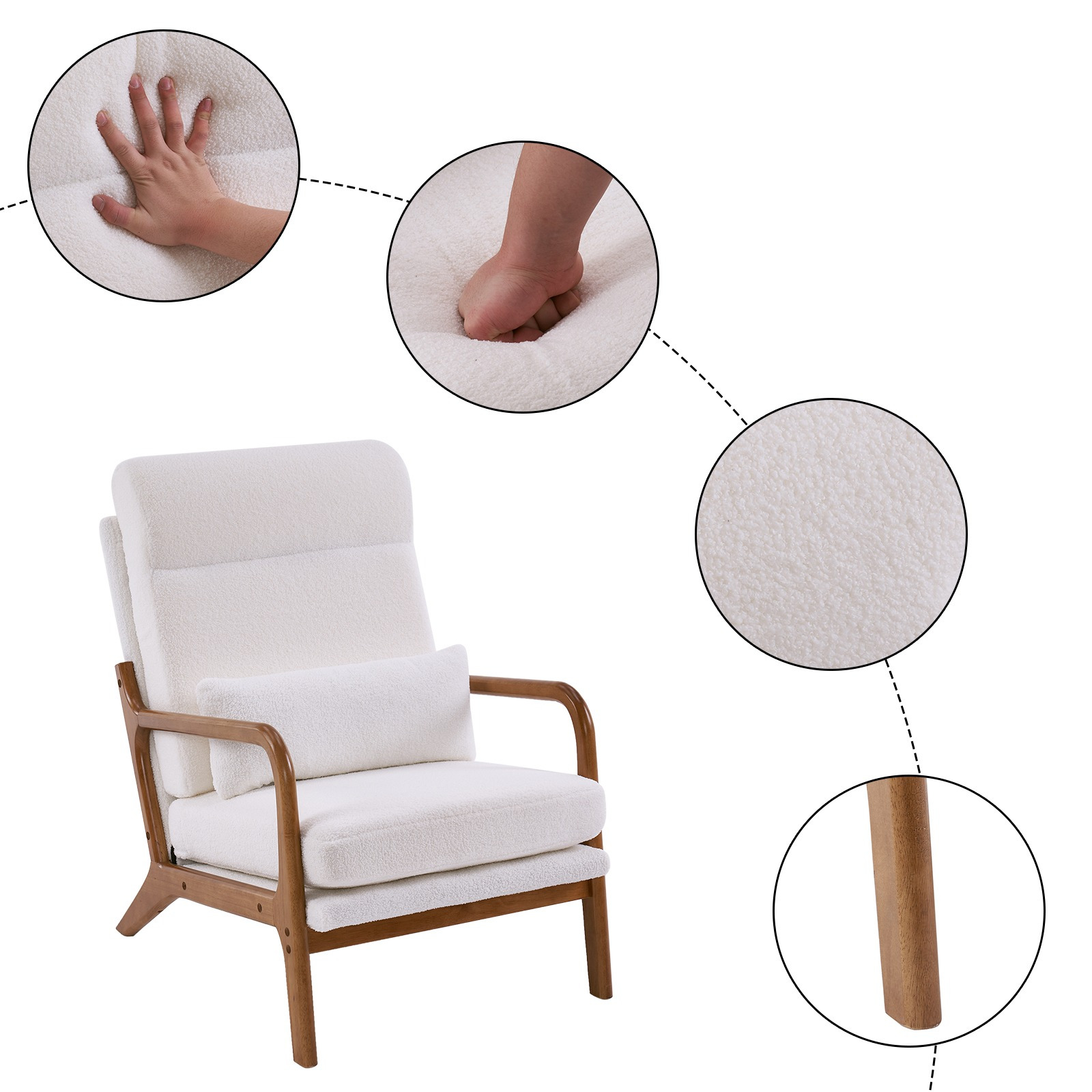 high back   century modern accent chair soild wood padding lounge armchairs side sitting chairs Product details 4