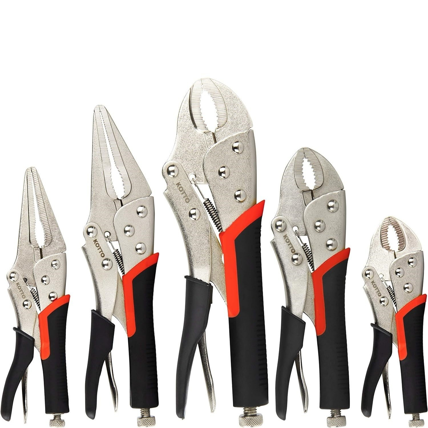 

5-piece Locking Pliers Set, Long Nose Locking Pliers 9 Inch And 6 Inch, Curved Nose Locking Pliers 10 Inch, 7 Inch And 5 Inch