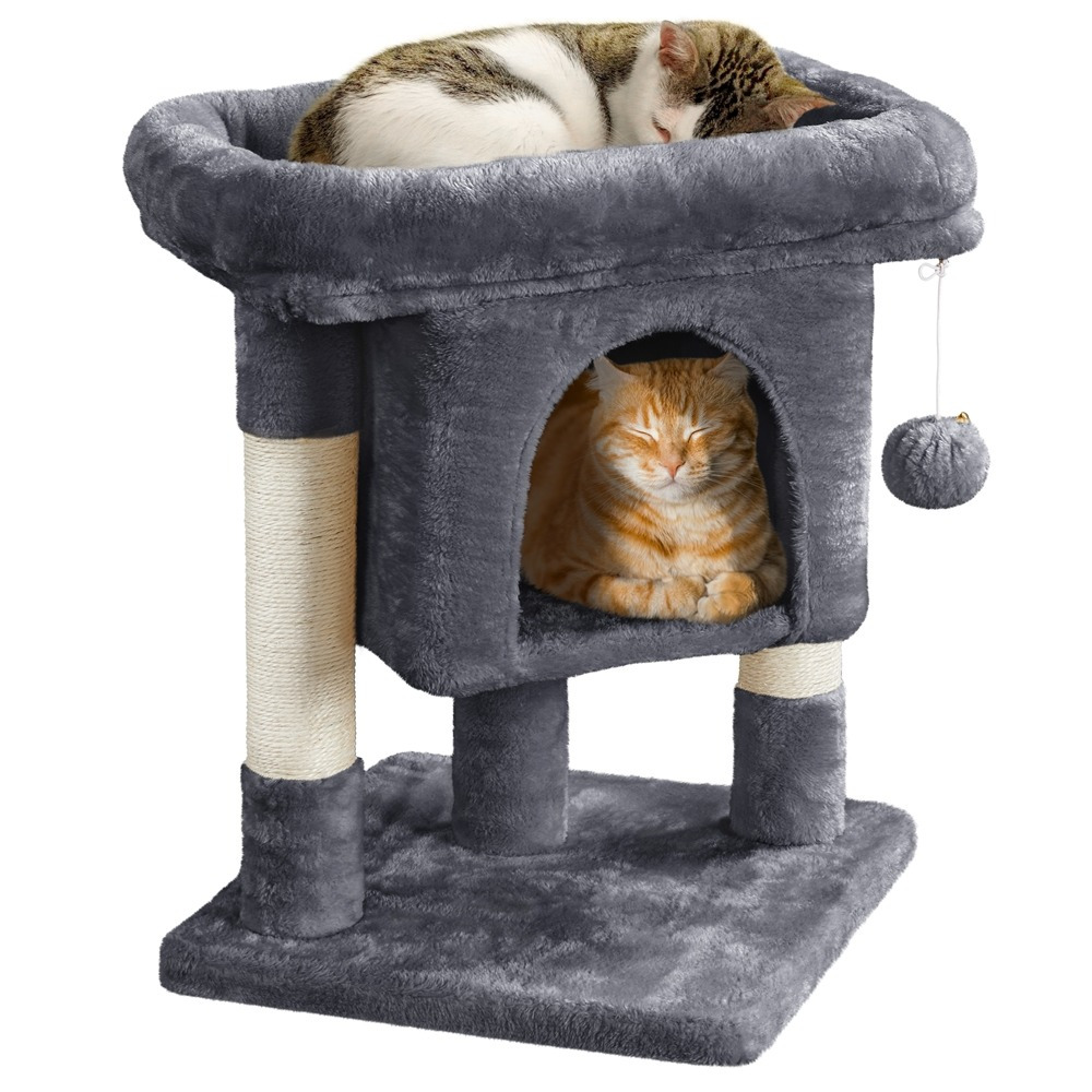 

23.5in Cat Tree Tower, 2-level Cat Condo With Sisal-covered Scratching Posts, Furniture For Indoor Kittens And Cats