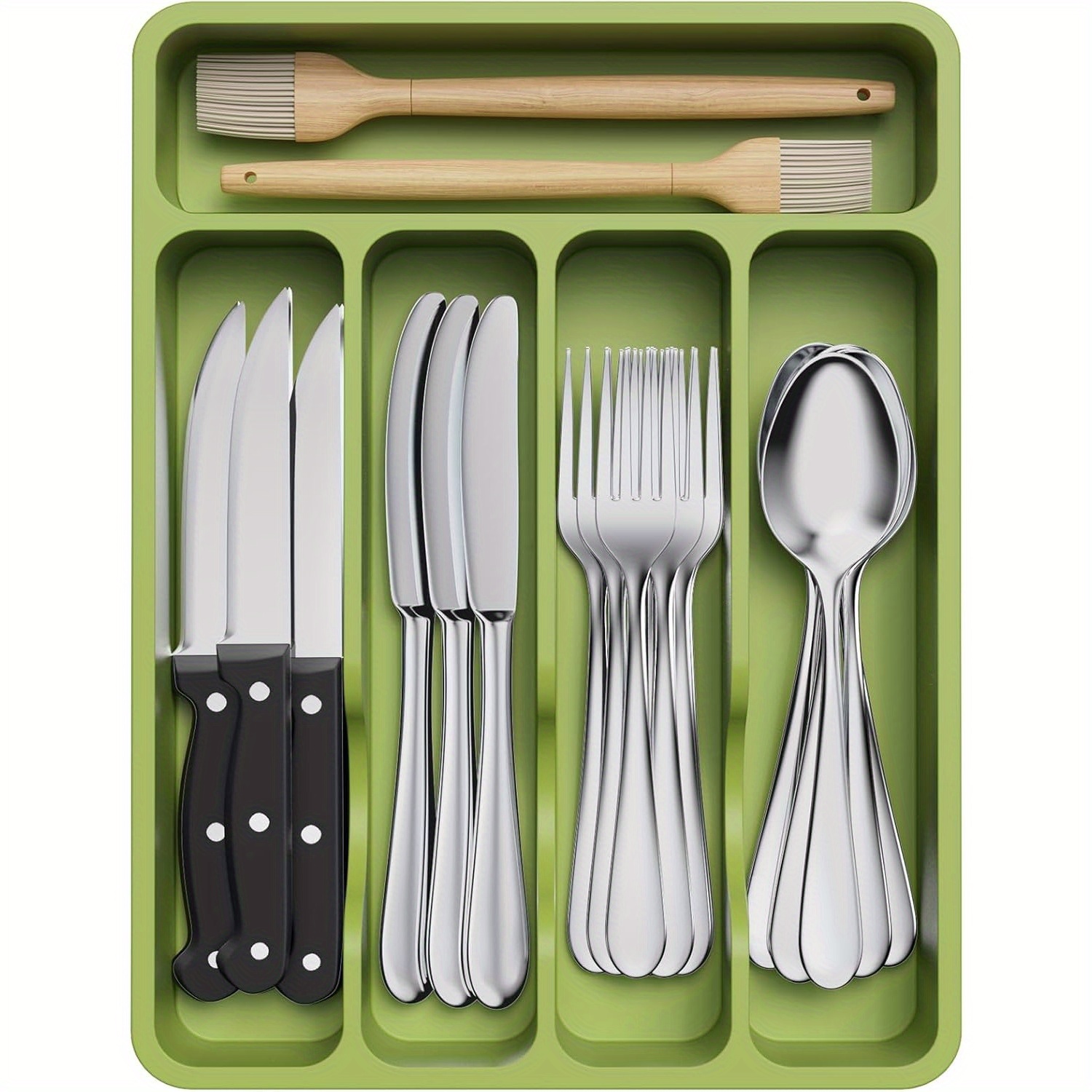 

5 Compartment, Plastic For Drawer, Silverware Drawer Organizer , Flatware And Divider For Forks Knives Tableware