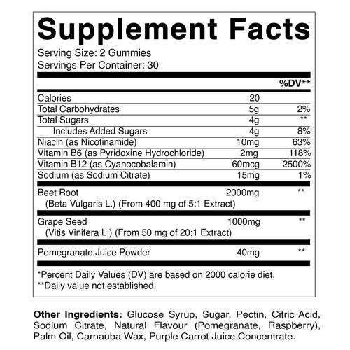 root gummies 3000 mg equivalent per serving 60 gummies vitamin b6 b12 grape seed pomegranate nicotinamide