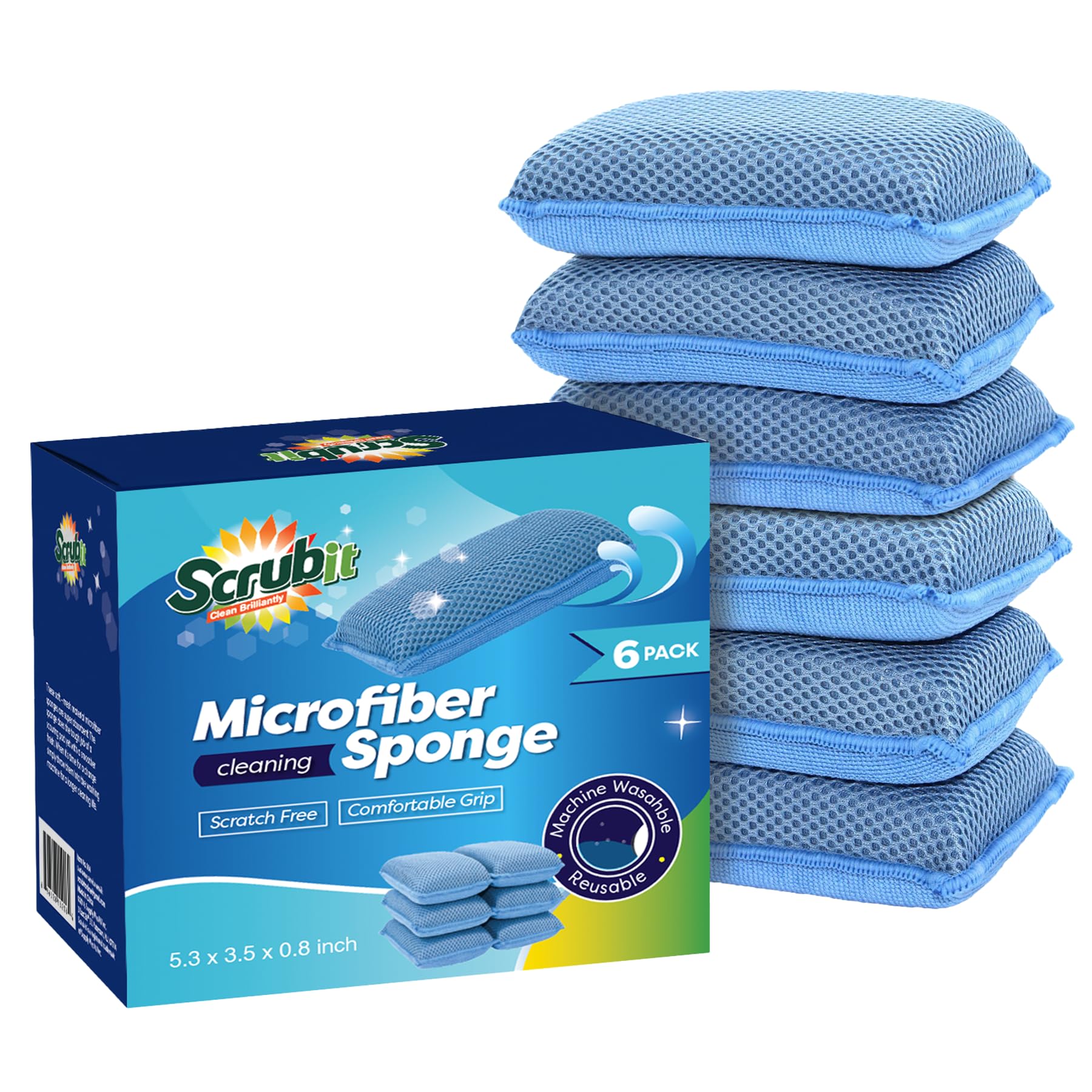 

By -it - - Non-scratch Duty Dishwashing Cleaning Sponges- - (, 6 )