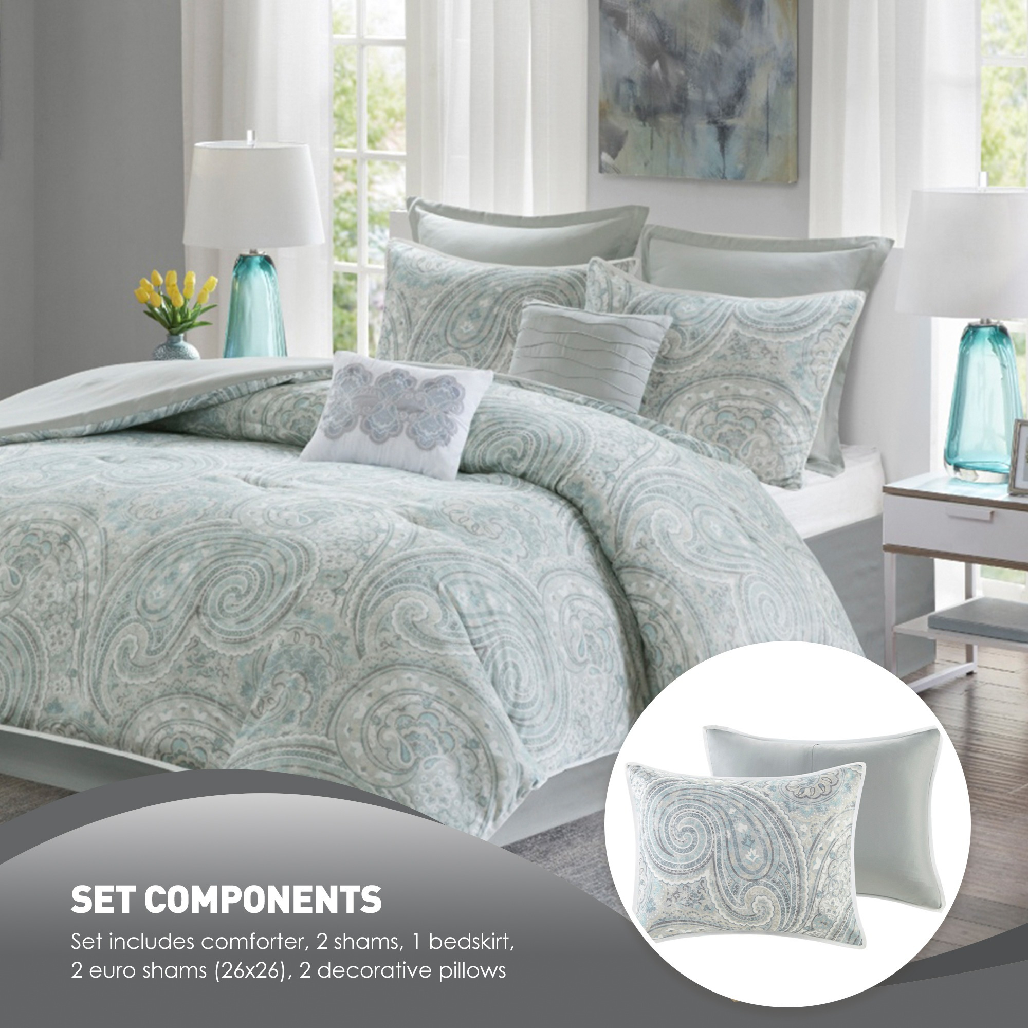 TEMU 8 Piece Queen Comforter Set With Bedskirt, Comforter Set 8 Piece, All Season Bedding Comforters & Sets, Matching Comforter, Shams, Bedskirt,