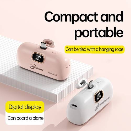 small portable charger type power bank 5000mah compact and convenient fast charging mini lipstick sized battery display portable for boarding compatible with iphone 16 16 plus 15 pro max ipad pro samsung series phones