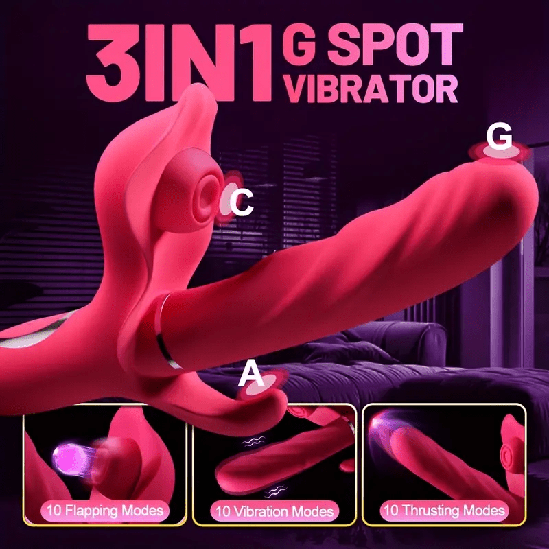 adult toys thrusting   g spot rabbit vibrator 3 in 1  s clitoral stimulator toys with 10 thrusting 10 flapping 10 vibration   adult   toys games for women couples details 2