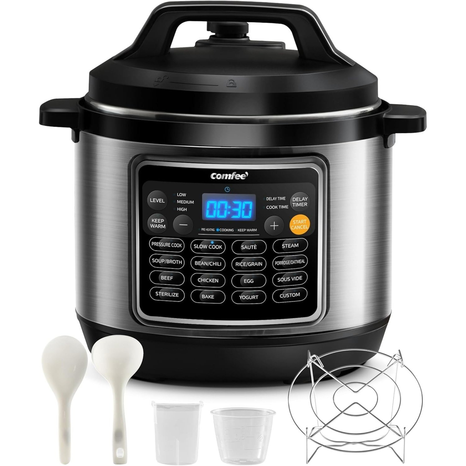   16 in 1 electric pressure cooker instant multi cooker olla de presion non stick pot yogurt maker rice cooker slow cooker   steamer 8   stainless steel