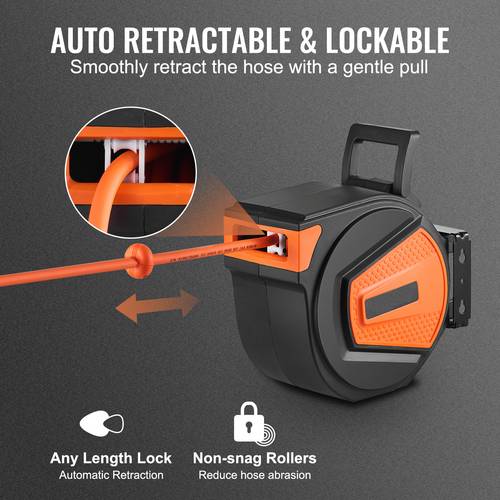 retractable air hose reel 3 8 50 air hose max 300psi air reel with 5 in lead in ceiling wall mount enclosed 180