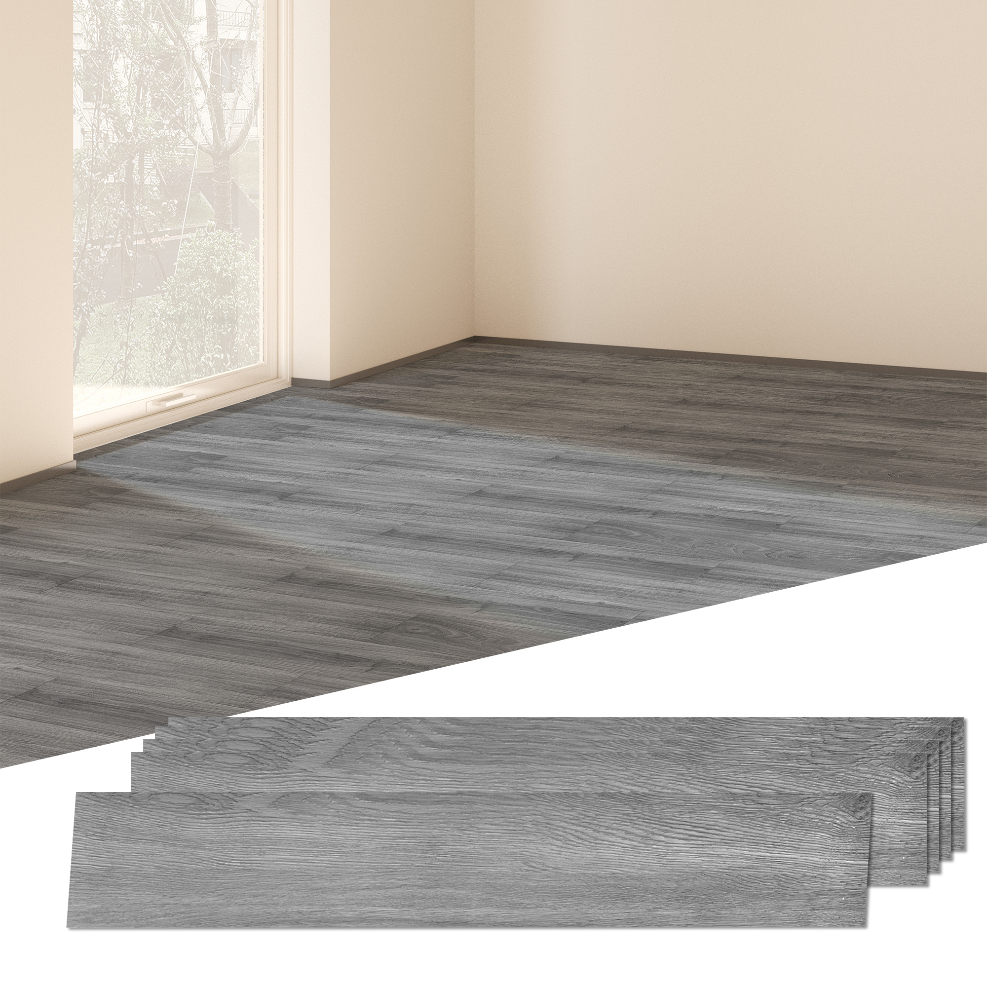 

Art3d Floor Tiles - 36-pack 54 , Deep Gray Vinyl Wood , Rigid Surface Waterproof Self-adhesive Flooring For Easy Diy Room Decor