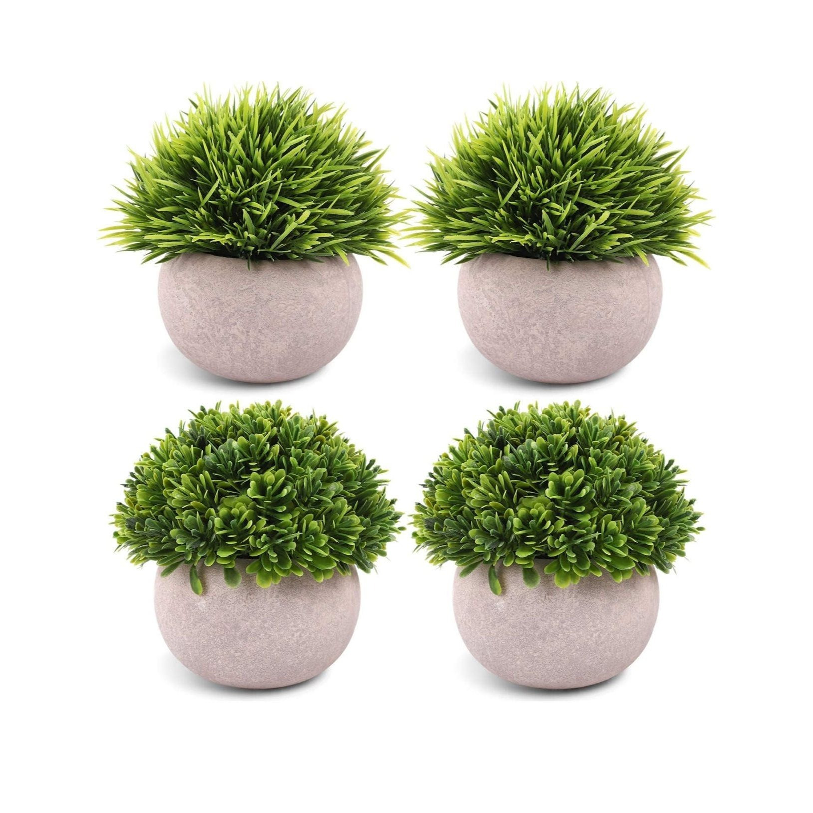 TEMU 4 Packs Artificial Potted Plants Bathroom Fake Shelf Plant Office Table Decor Mini Green Topiary Kitchen Cabinet Farmhouse Decorations (4 Plastic Pots)