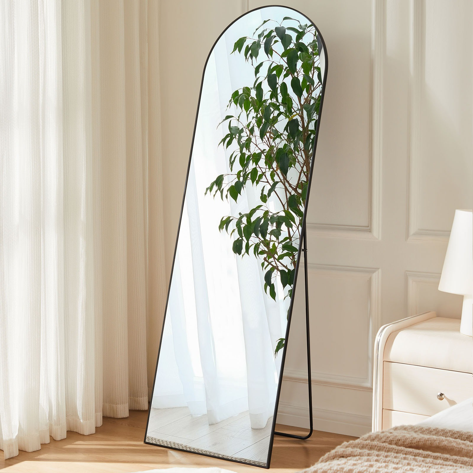 

Mcq 16 X 59 In Arched/rectangular Full Length Mirror, Full Body Floor Mirror Standing Hanging Or Wall, Arch Wall Mirror With Stand Aluminum Alloy Thin Frame For Bedroom, Bathroom, Store