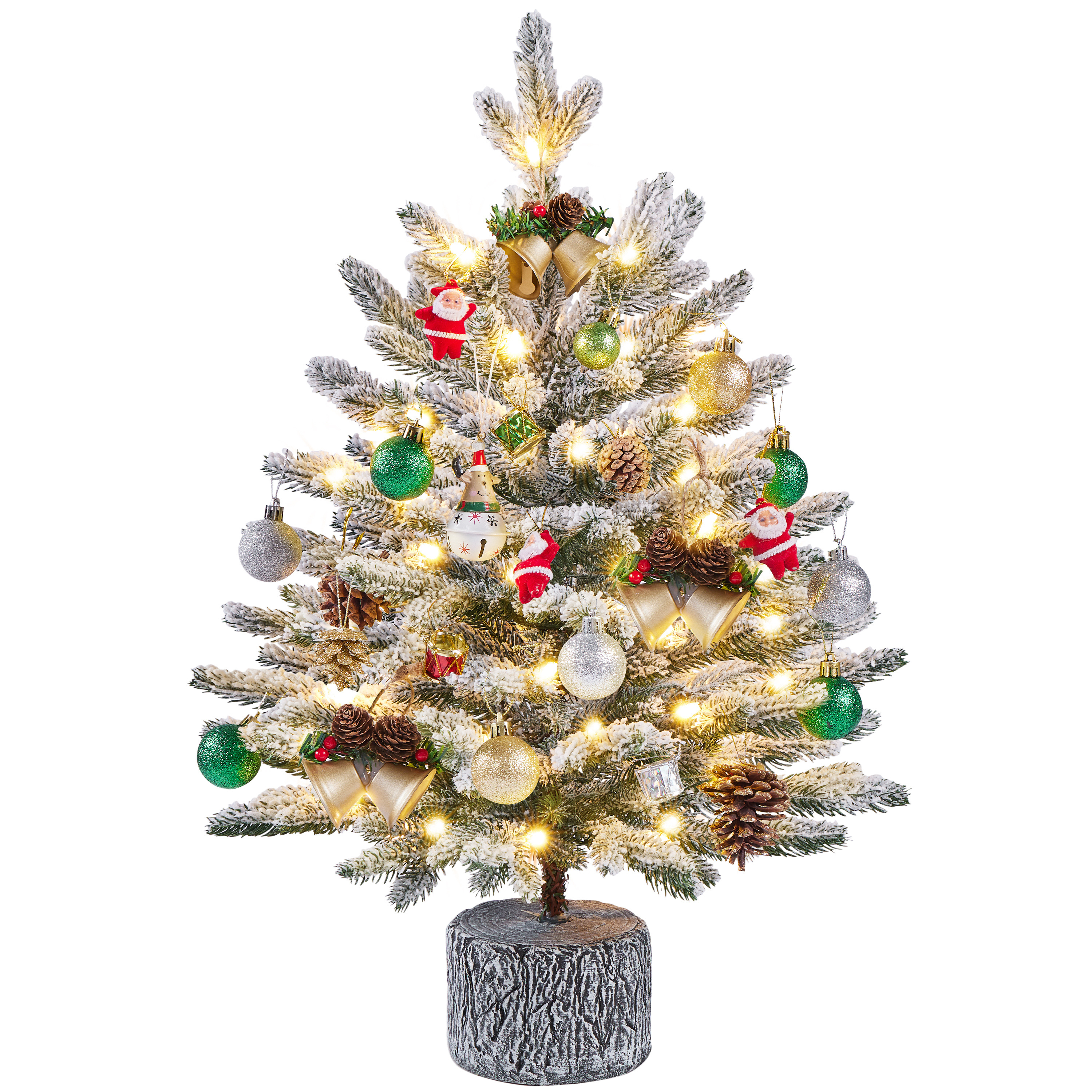 

Pre-lit Potted Flocked Tabletop Christmas Tree, Mini Flocked Artificial Christmas Tree With Warm White Led Lights, Stand & Protective Sheet Included