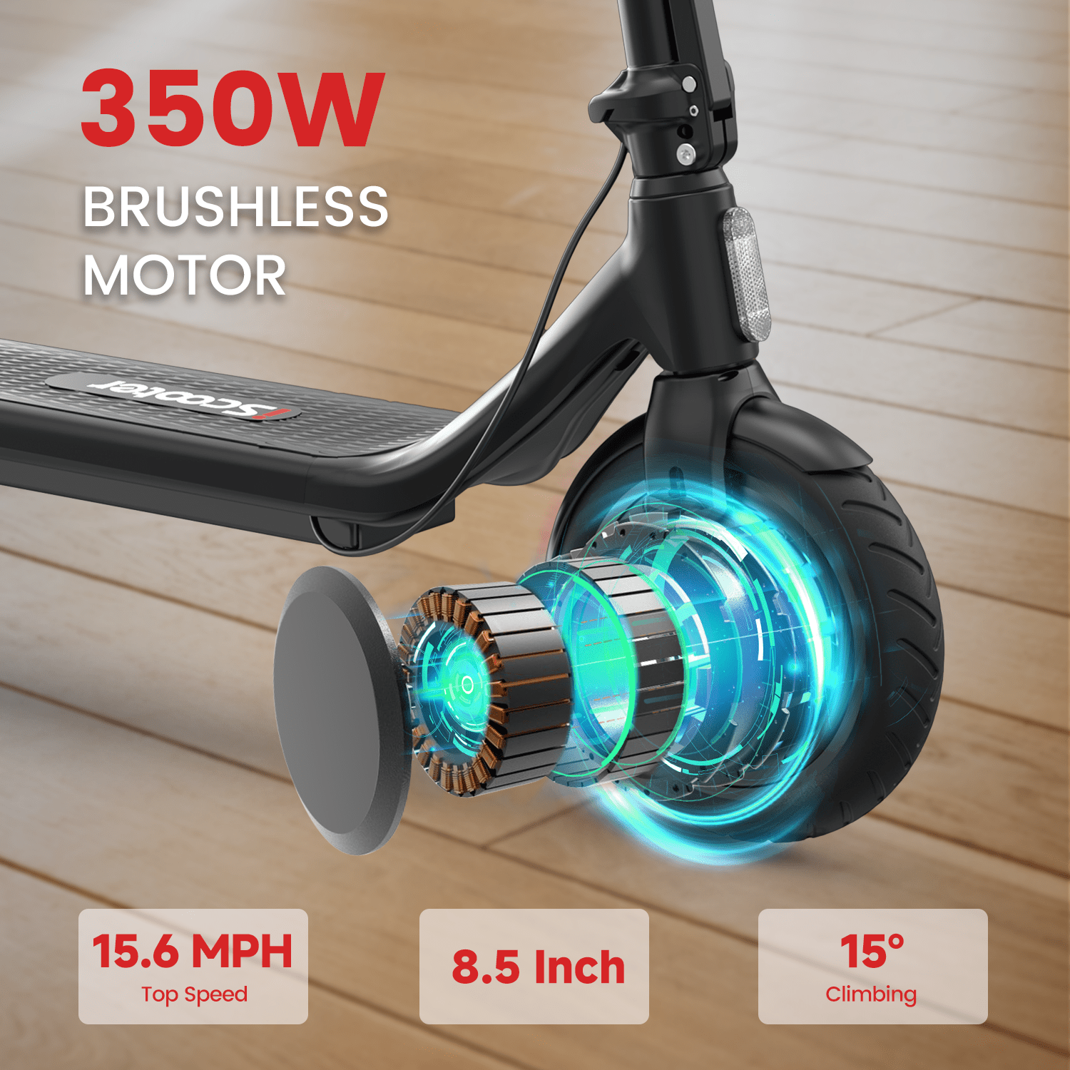 20 range 350w electric scooter 15 6 mph 8 5 pneumatic road tires dual braking system and wide pedal folding commuter electric scooter for adults i8l details 2
