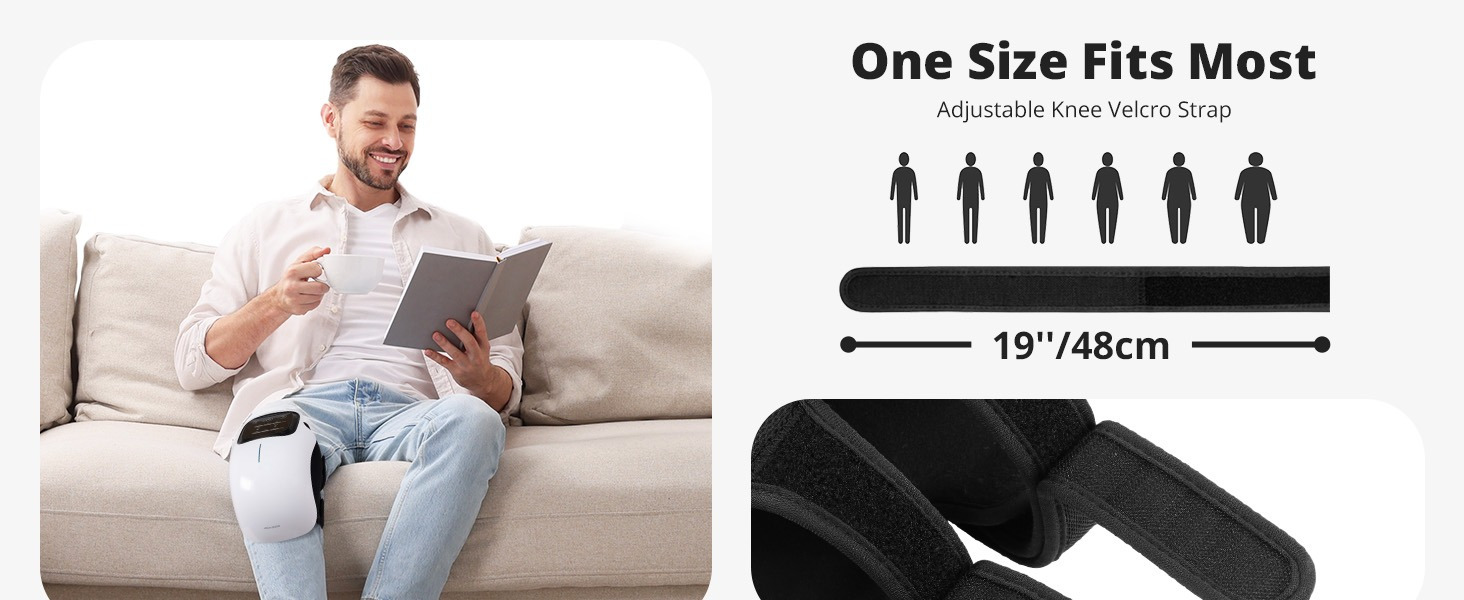Medcursor Knee Massager with Heat, Cordless Knee Massager with 3 Heating Levels & 3 Vibration Modes, Heated Knee Massager with Large LED Screen, Adjustable Straps and Timer, Gift for Men & Women,As A Christmas Gift for Parents details 6